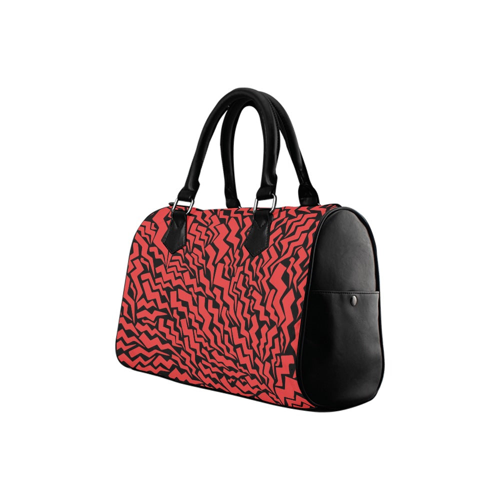 NDO Designs Red and Black Designer Barrel  Handbag
