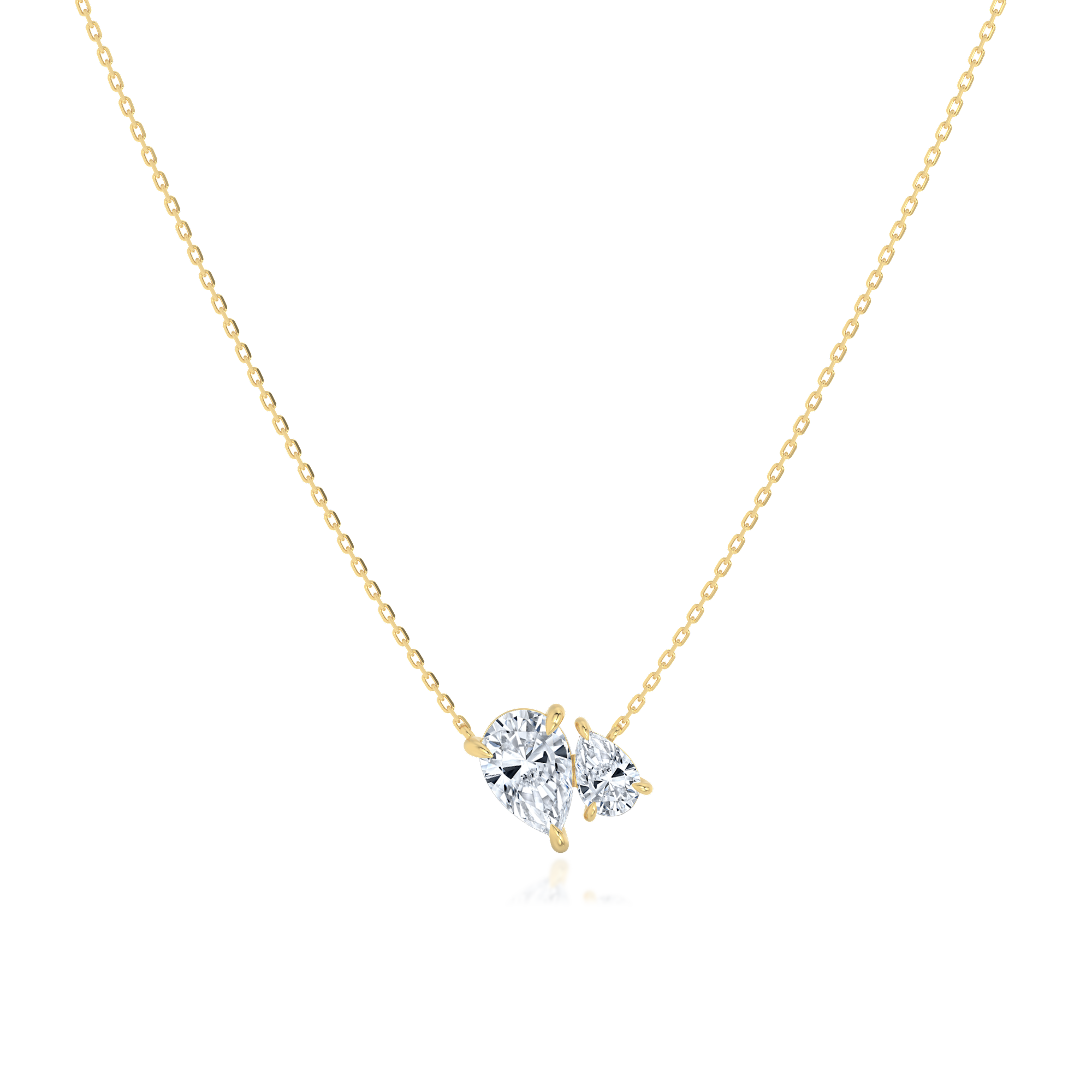 Pear cut Toi et Moi  Necklace in yellow gold