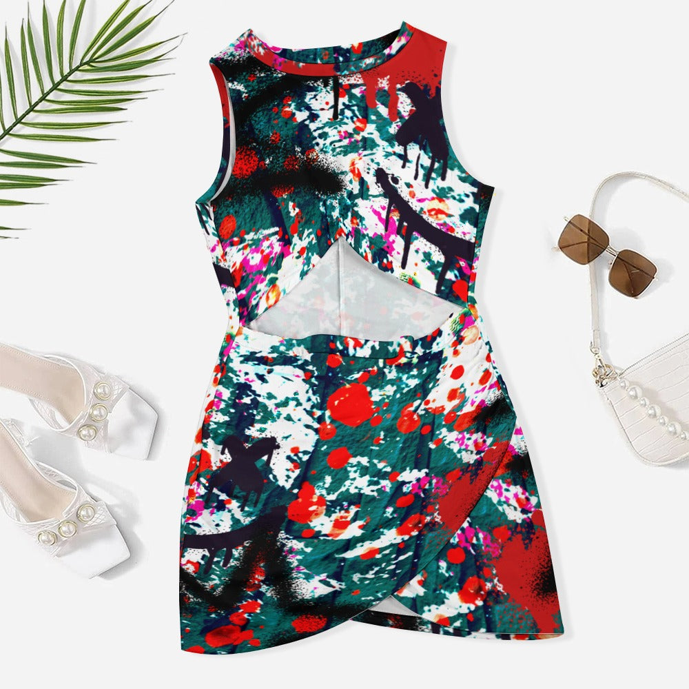 NDO Designs Graffiti Navel-Baring Cross-Fit Hip Skirt