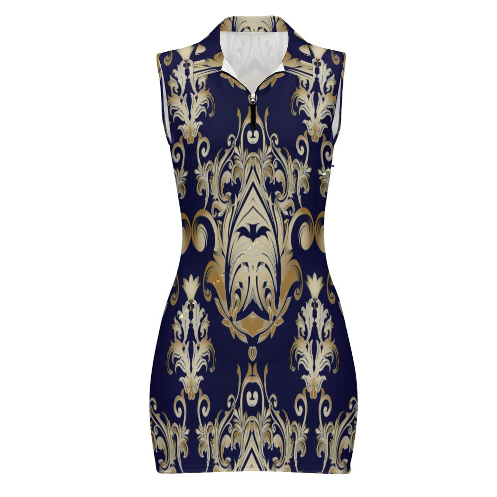 Women's Short Sleeve Dress with Short Zipper