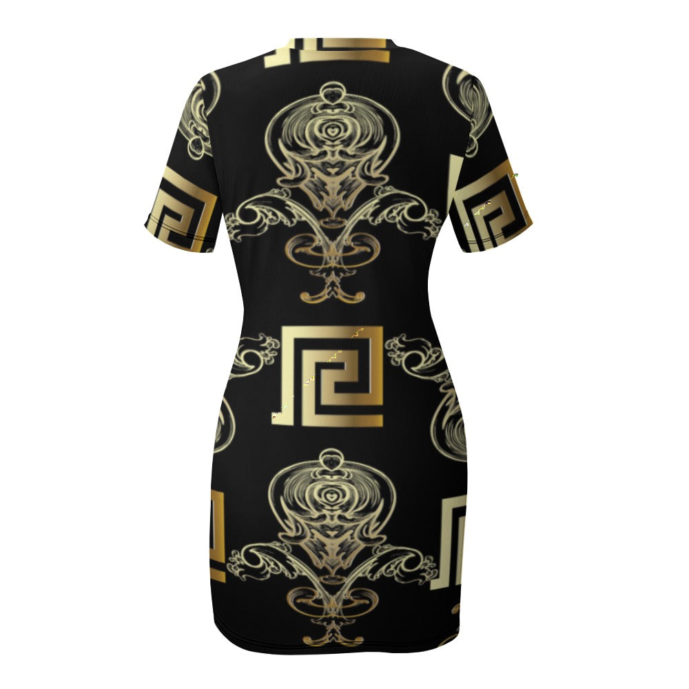 NDO White Crew Neck Short Sleeve Dress