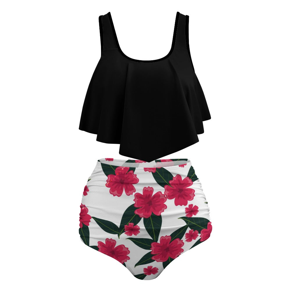 NDO-Plus Size Large Flower Bottom Bikini Swimsuit