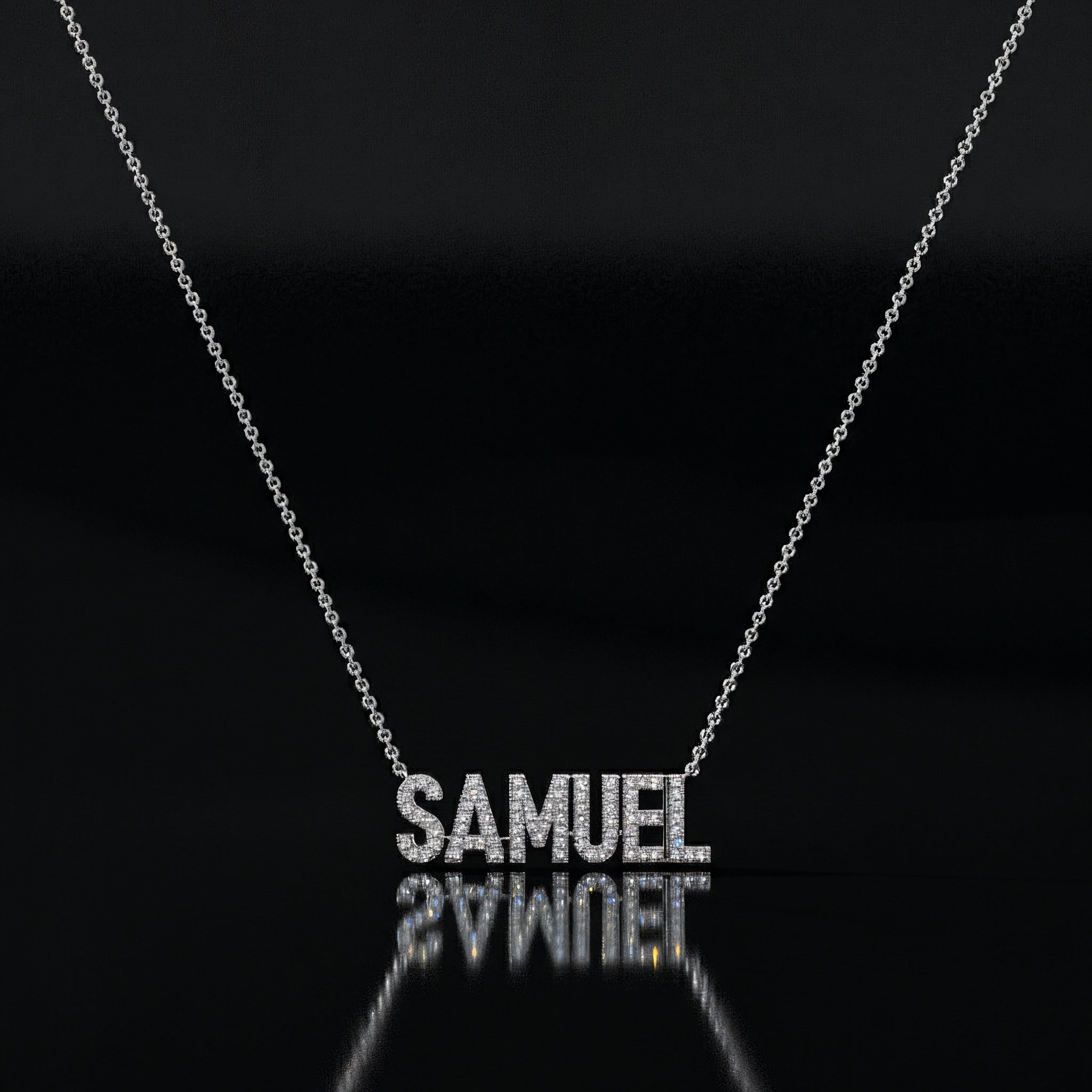 SAMUEL Rhodium Plated Silver Signature name necklace AW24N002R