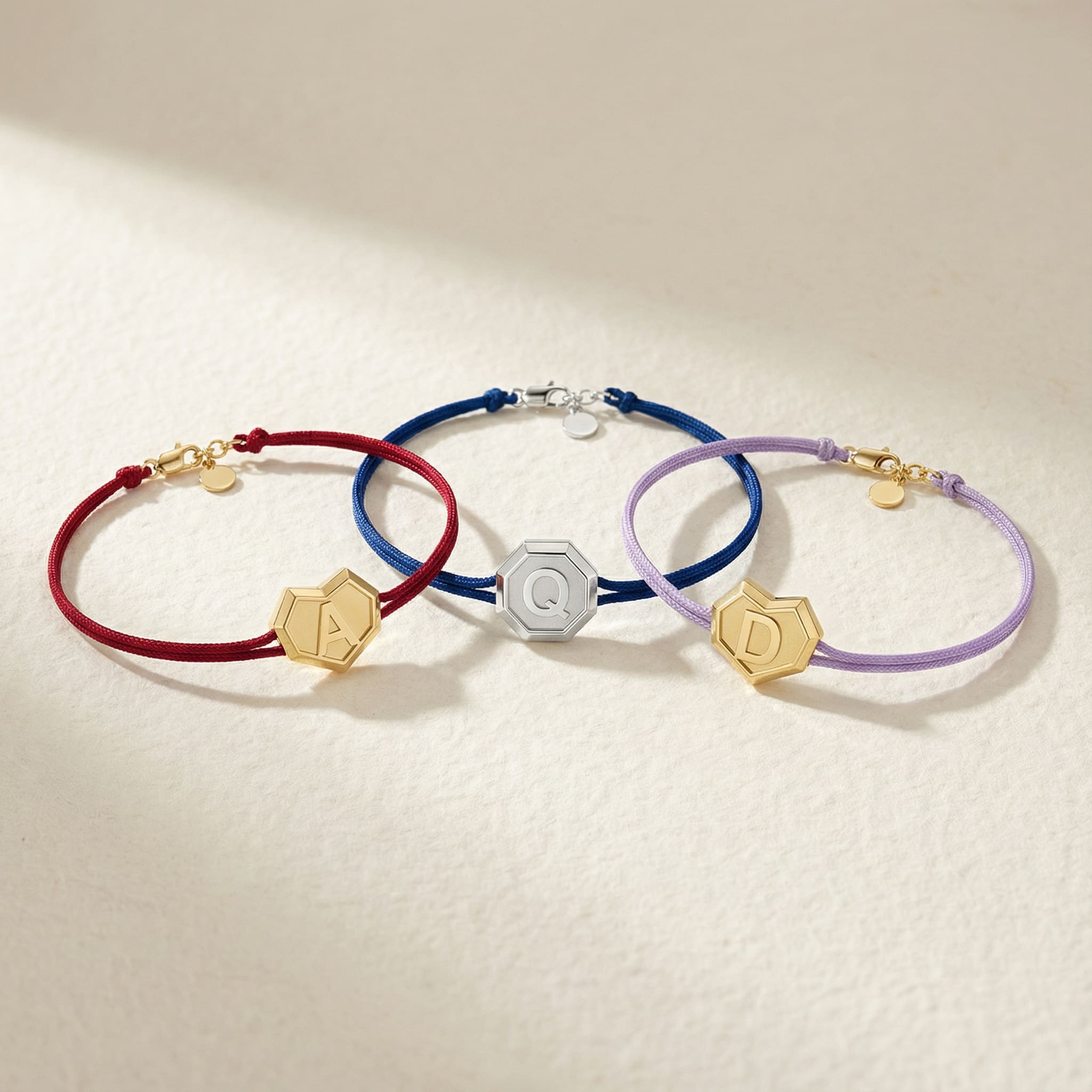Octagon Facet Minitials Facet Bead Bracelet SB004G