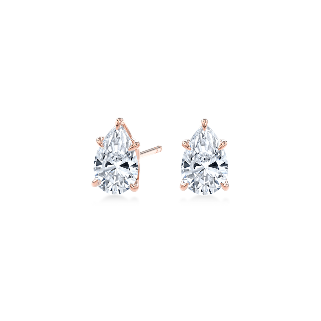 Dia Solitaire Single Stud Earring Pear•Rose Gold