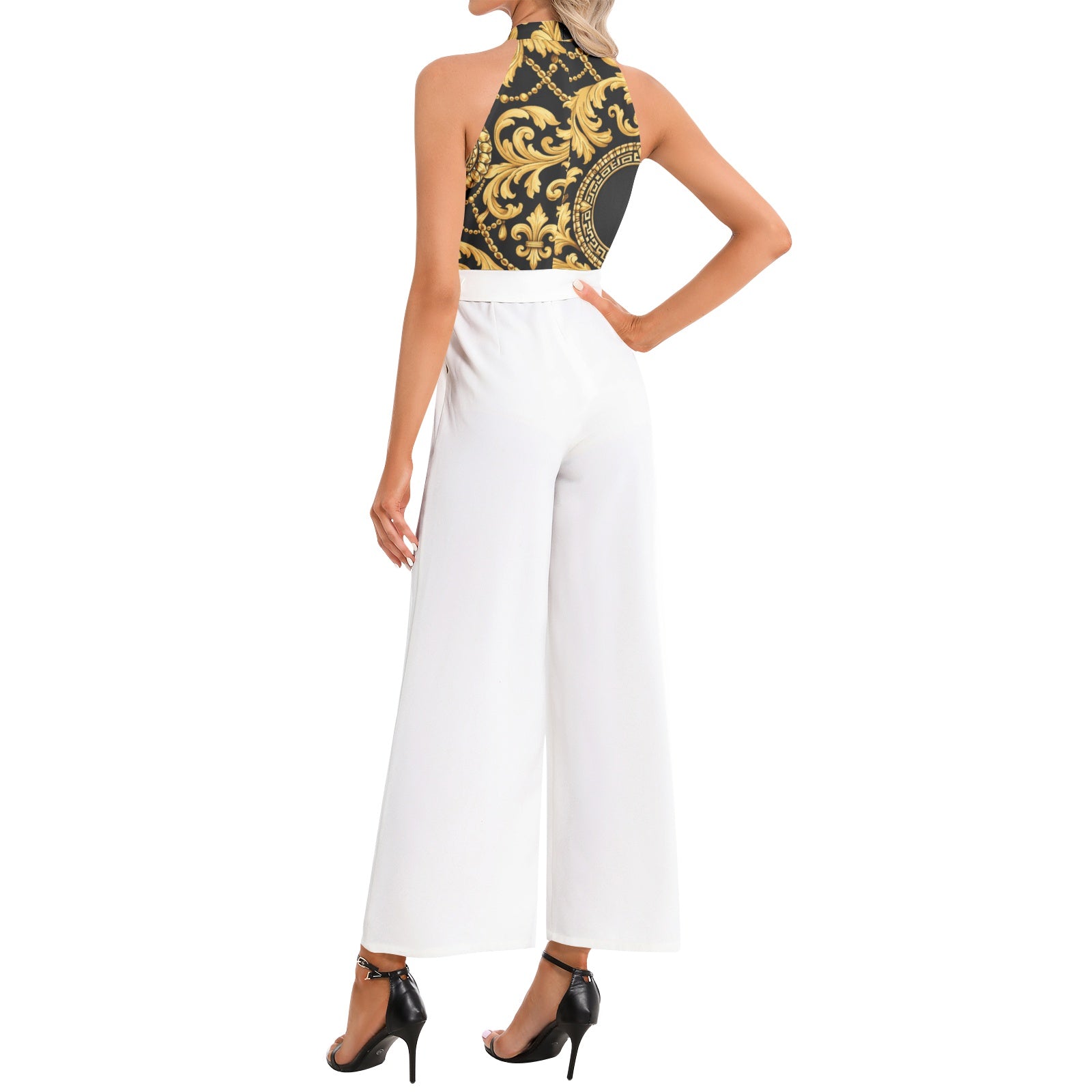 NDO Luxuary Halter Neck Buckle Belted Jumpsuit