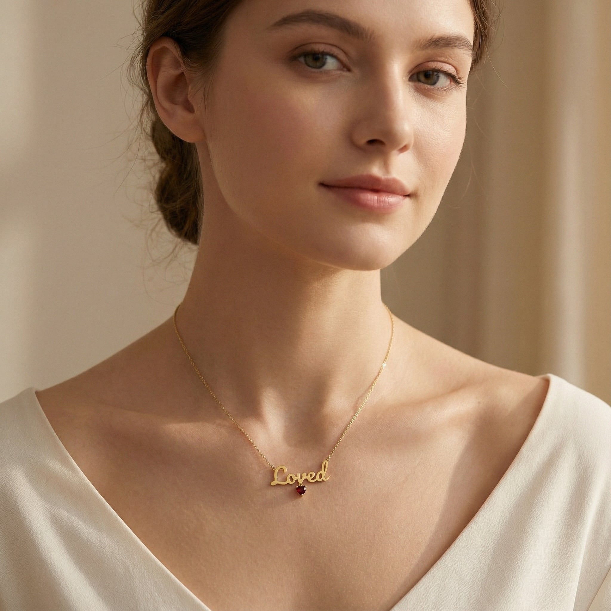 Customize this 18k Gold Plated Heart Birthstone Name Necklace SN001G