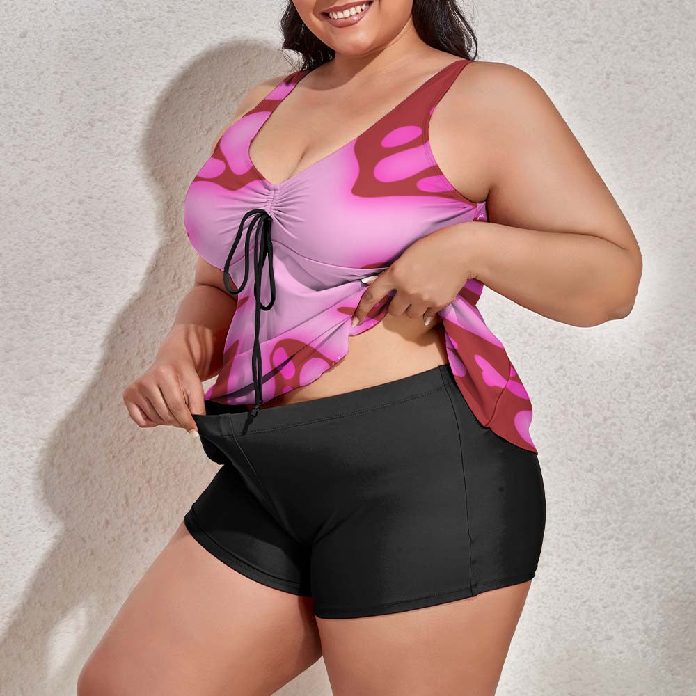 Plus Size Pink Splat Women's split swimsuit