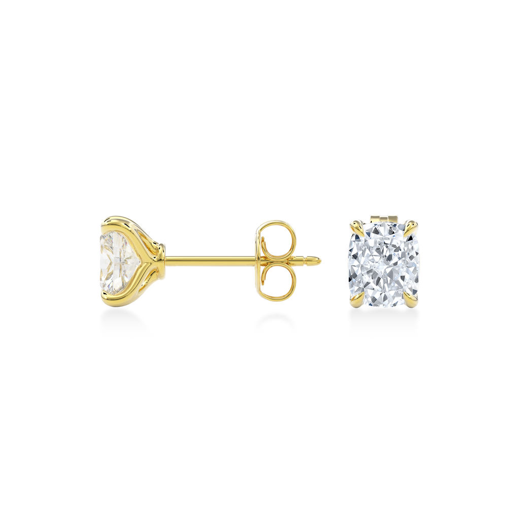 Dia Solitaire Single Stud Earring Cushion•Yellow Gold