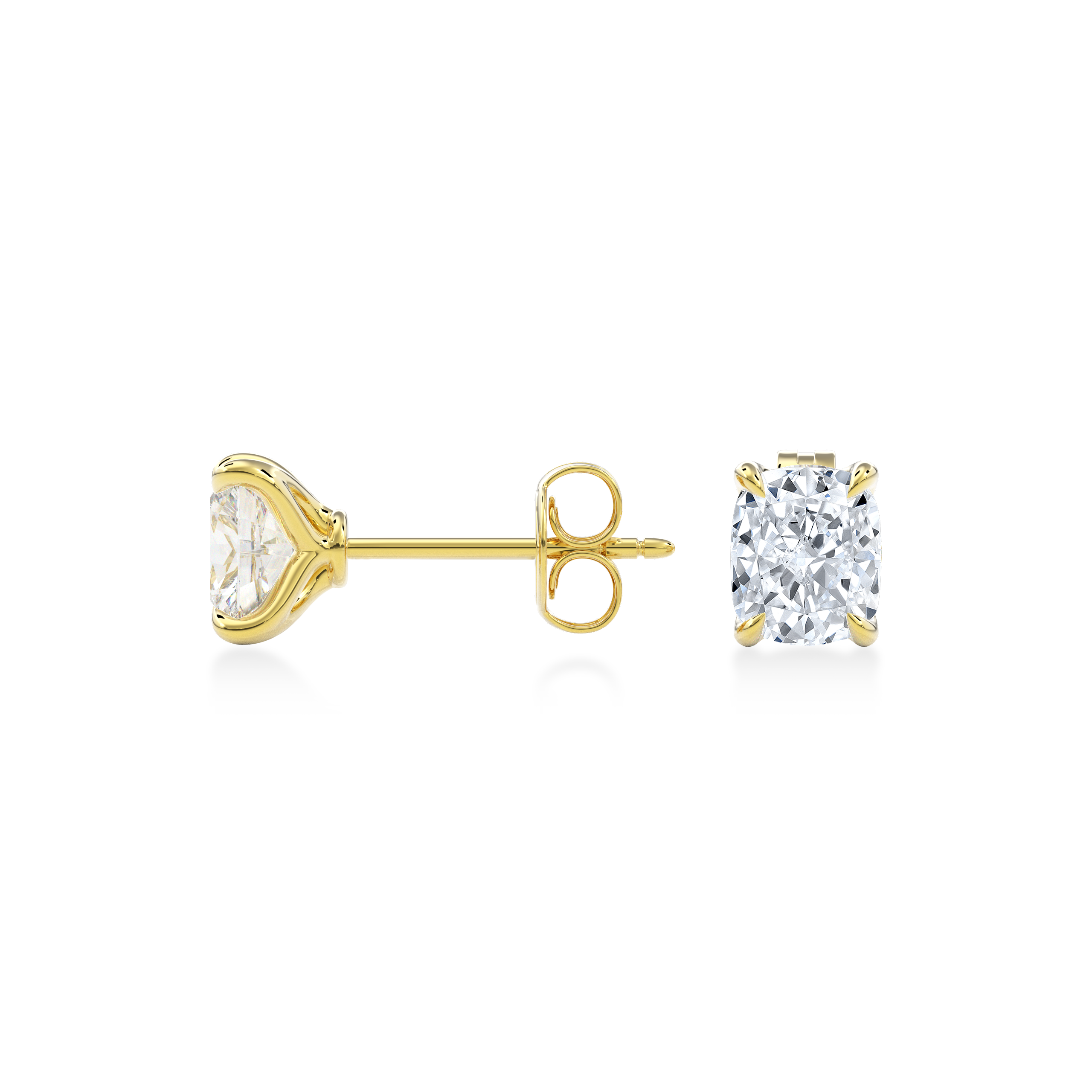 Dia Solitaire Single Stud Earring Cushion•Yellow Gold