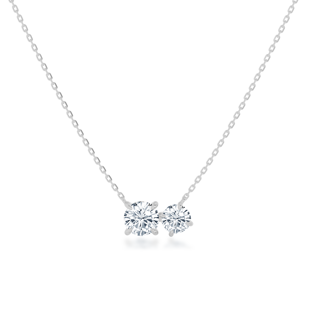 Round cut  Toi et Moi  Necklace in white gold