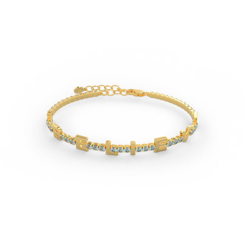 Aquamarine  Birthstone Tennis Bracelet 18K yellow Gold SB001B