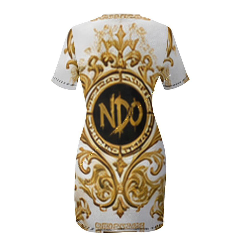 NDO White Crew Neck Short Sleeve Dress