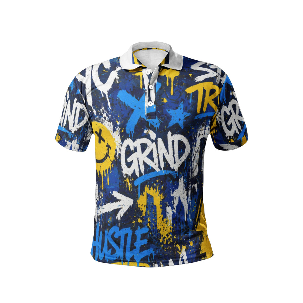 Hustle & Grind Urban Men's All-Over-Print Polo Shirts