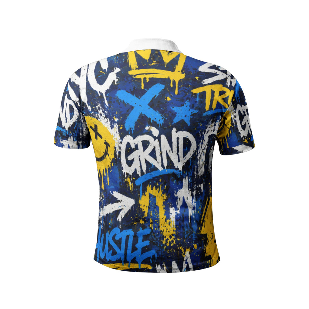 Hustle & Grind Urban Men's All-Over-Print Polo Shirts