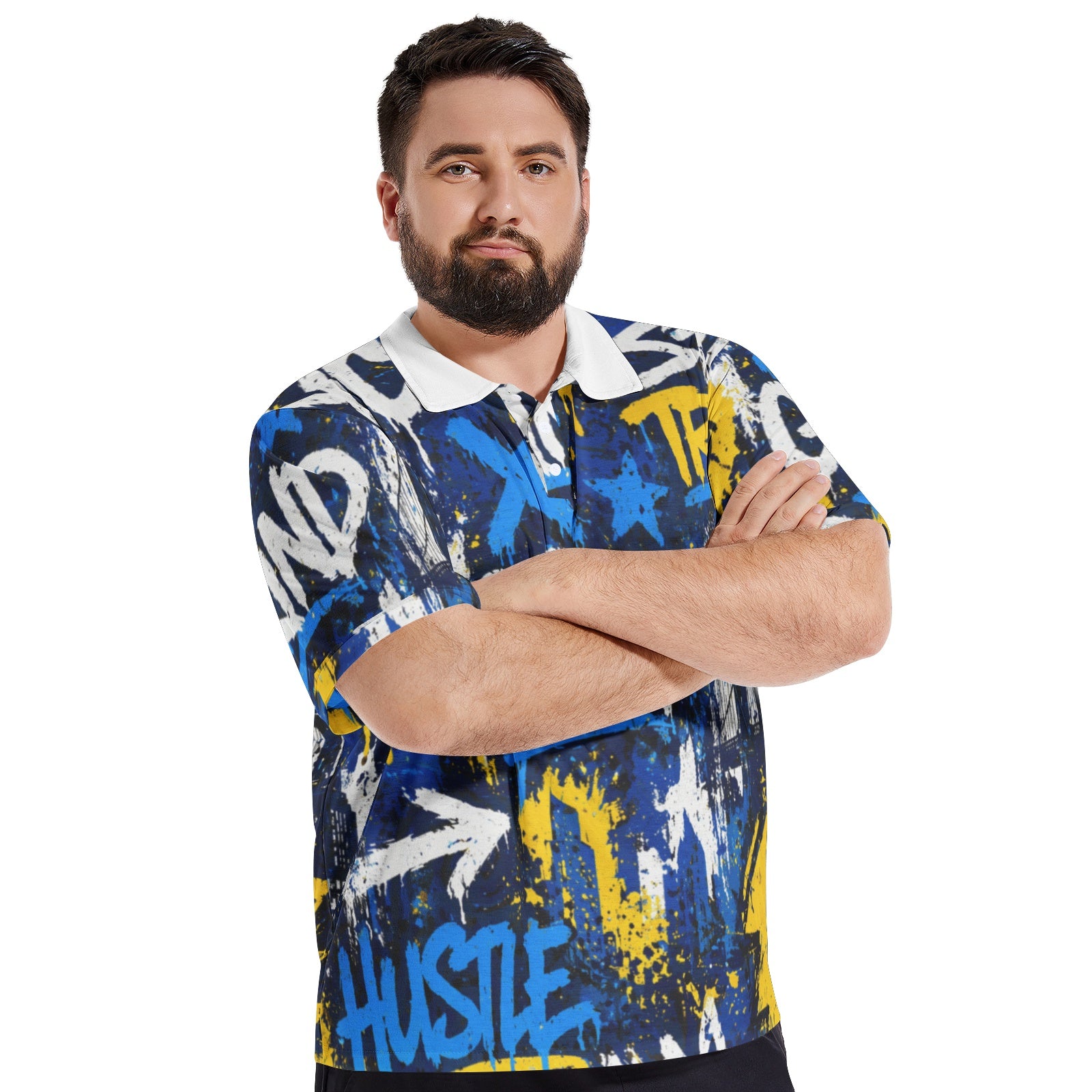 Hustle & Grind Urban Men's All-Over-Print Polo Shirts