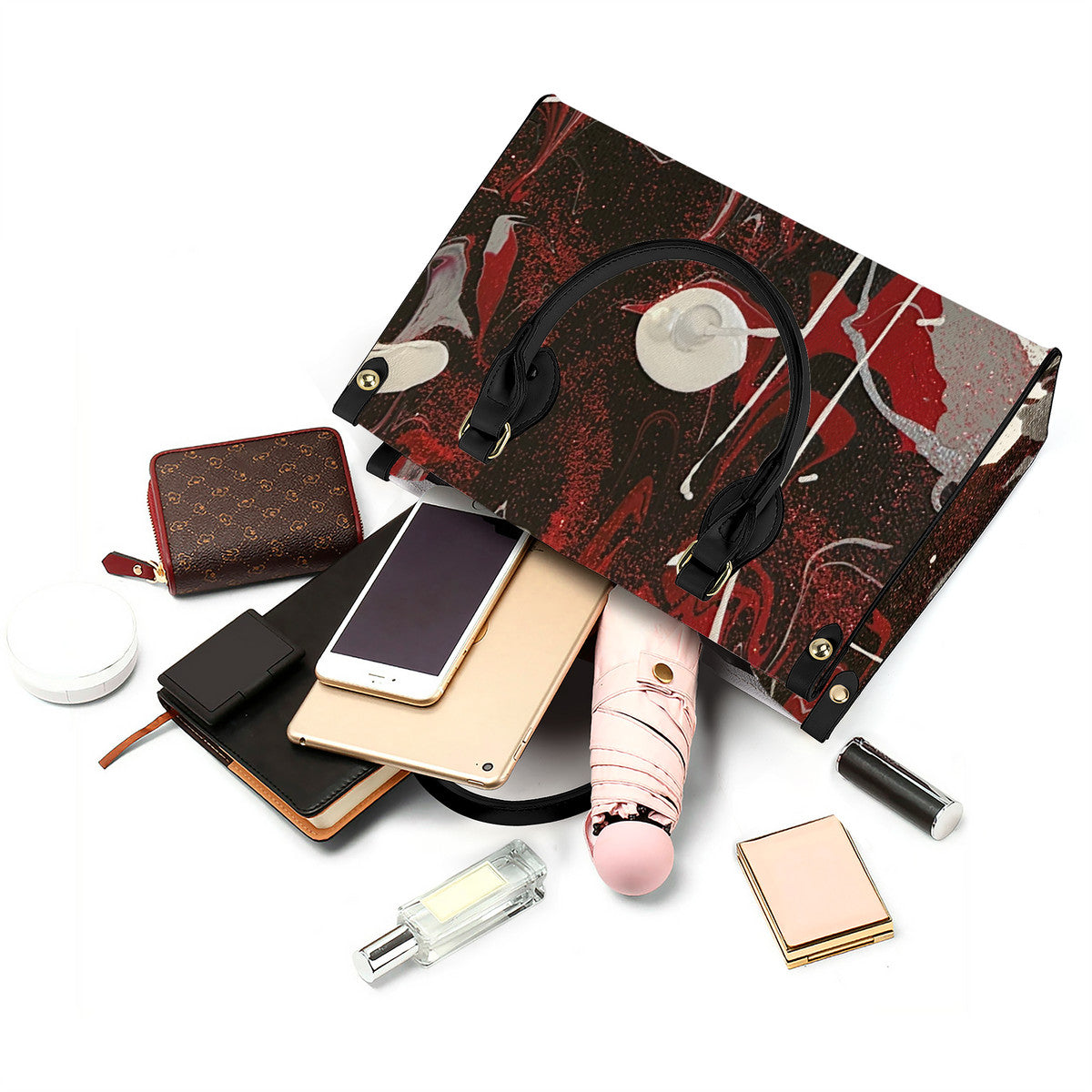 NDO Painting Inspired Luxury Women PU Tote Bag - Black