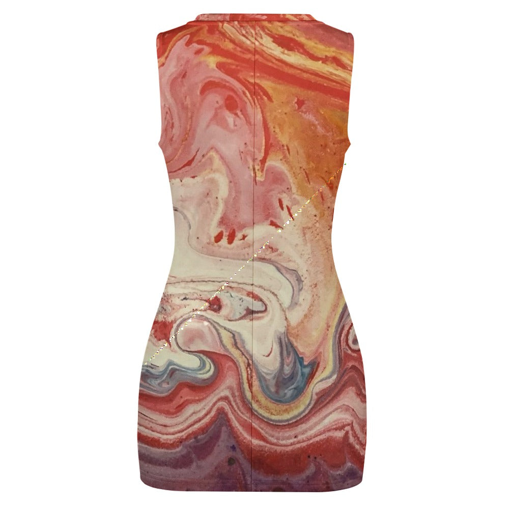 NDO Designs Geometric Navel-Baring Cross-Fit Hip Skirt