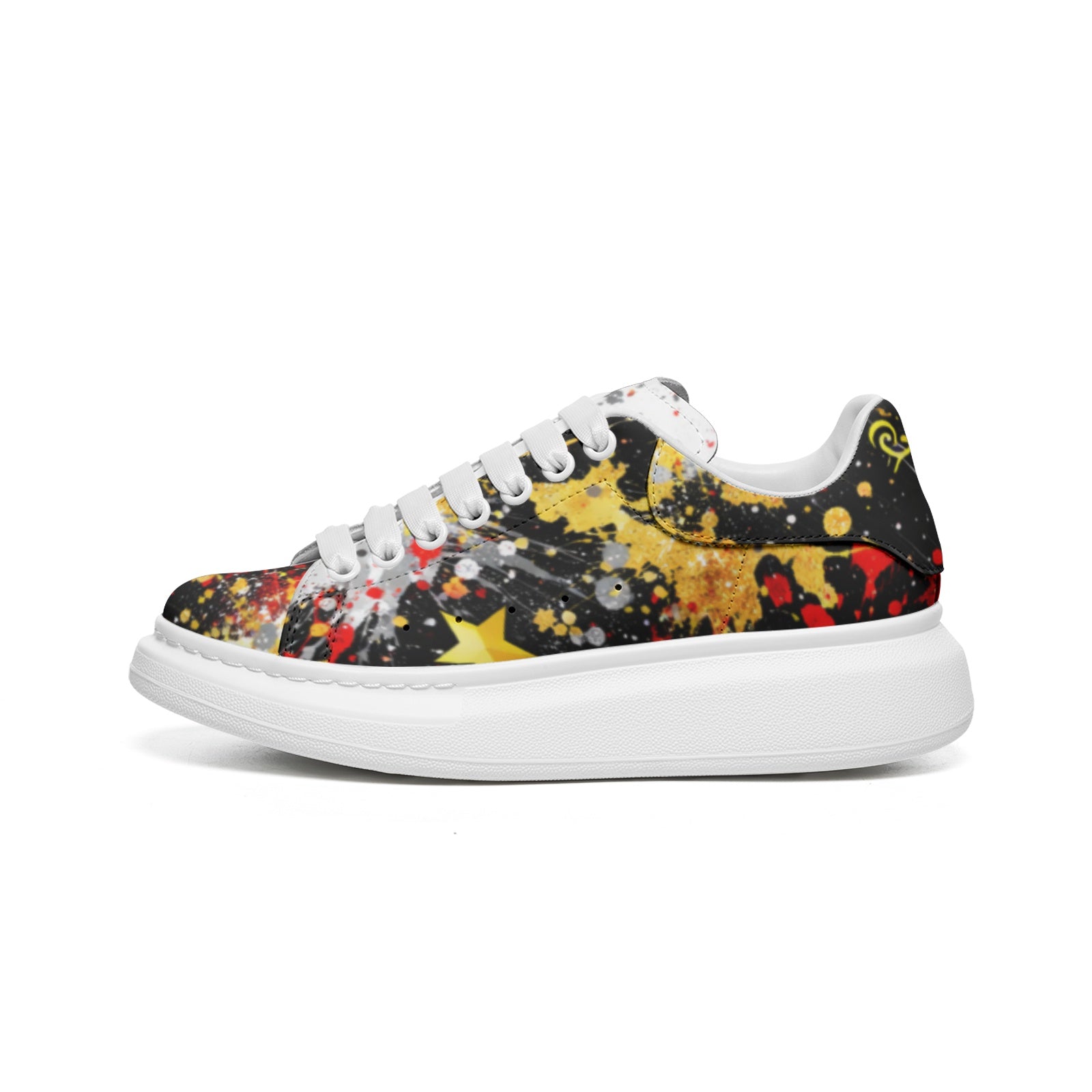 Unisex Non Slip Lace Up Faux Leather Sneakers