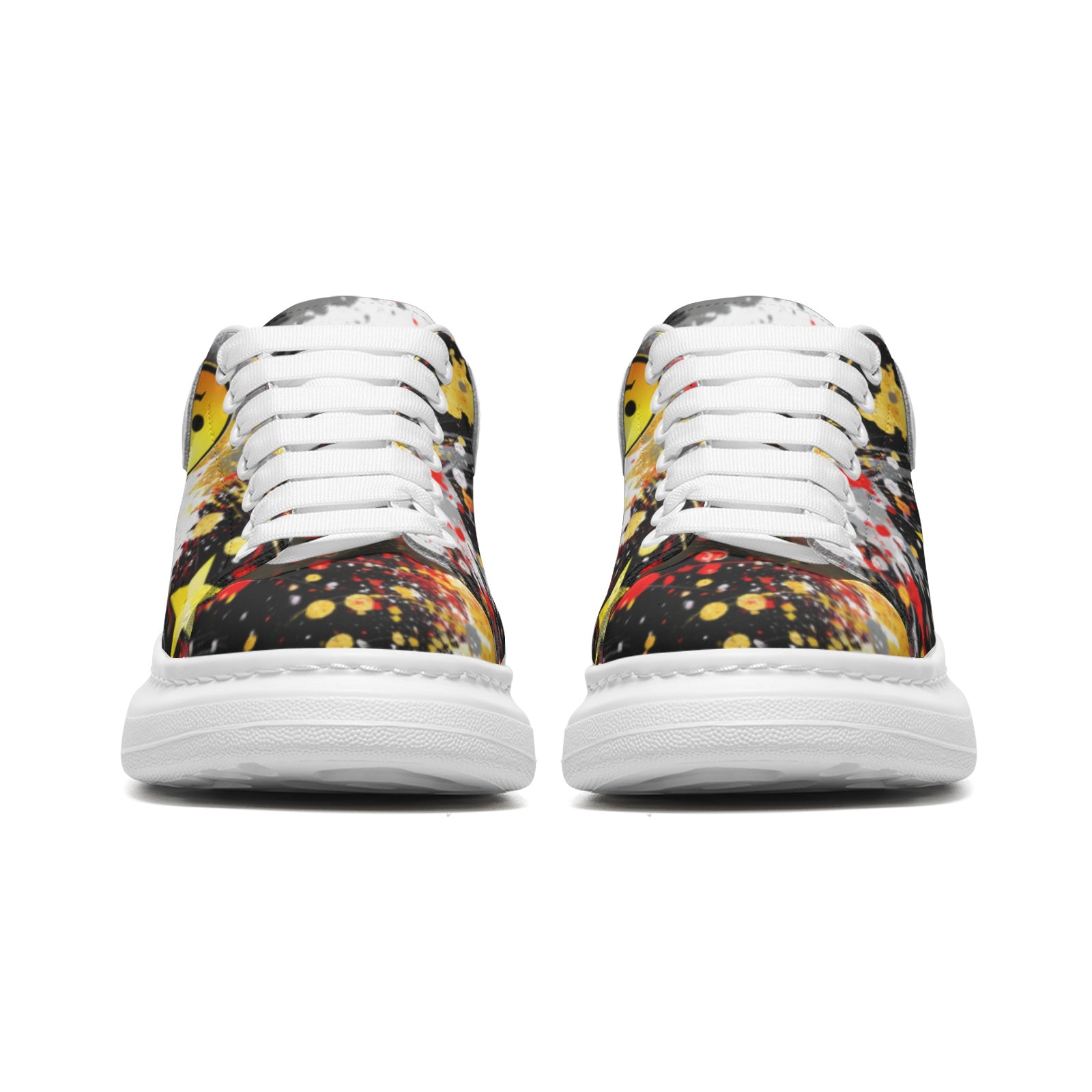 Unisex Non Slip Lace Up Faux Leather Sneakers