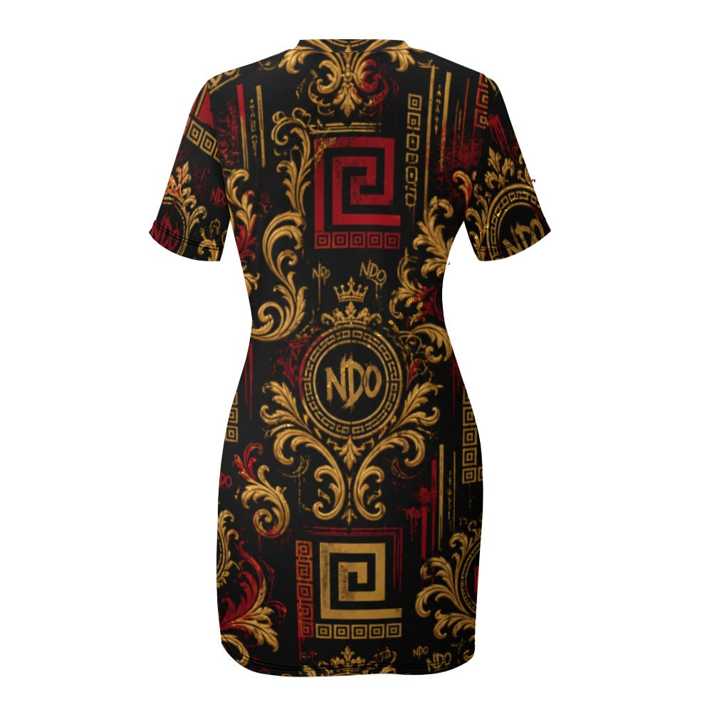 NDO White Crew Neck Short Sleeve Dress