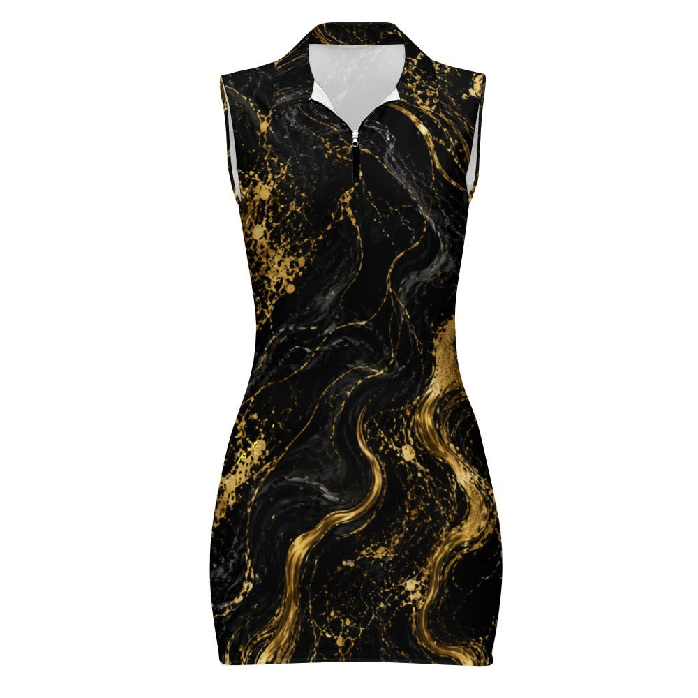 Women's Short Sleeve Dress with Short Zipper