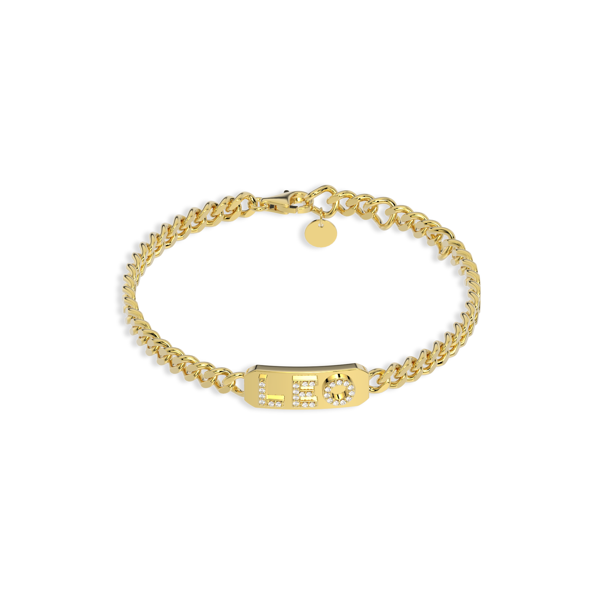 18k Gold Plated Silver Pavé Letter ID Bar Curb Chain Bracelet His & Hers ID  Bar AW24B001G