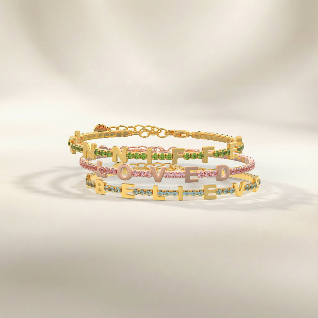 Morganite Birthstone Tennis Bracelet 18K Rose Gold SB001A
