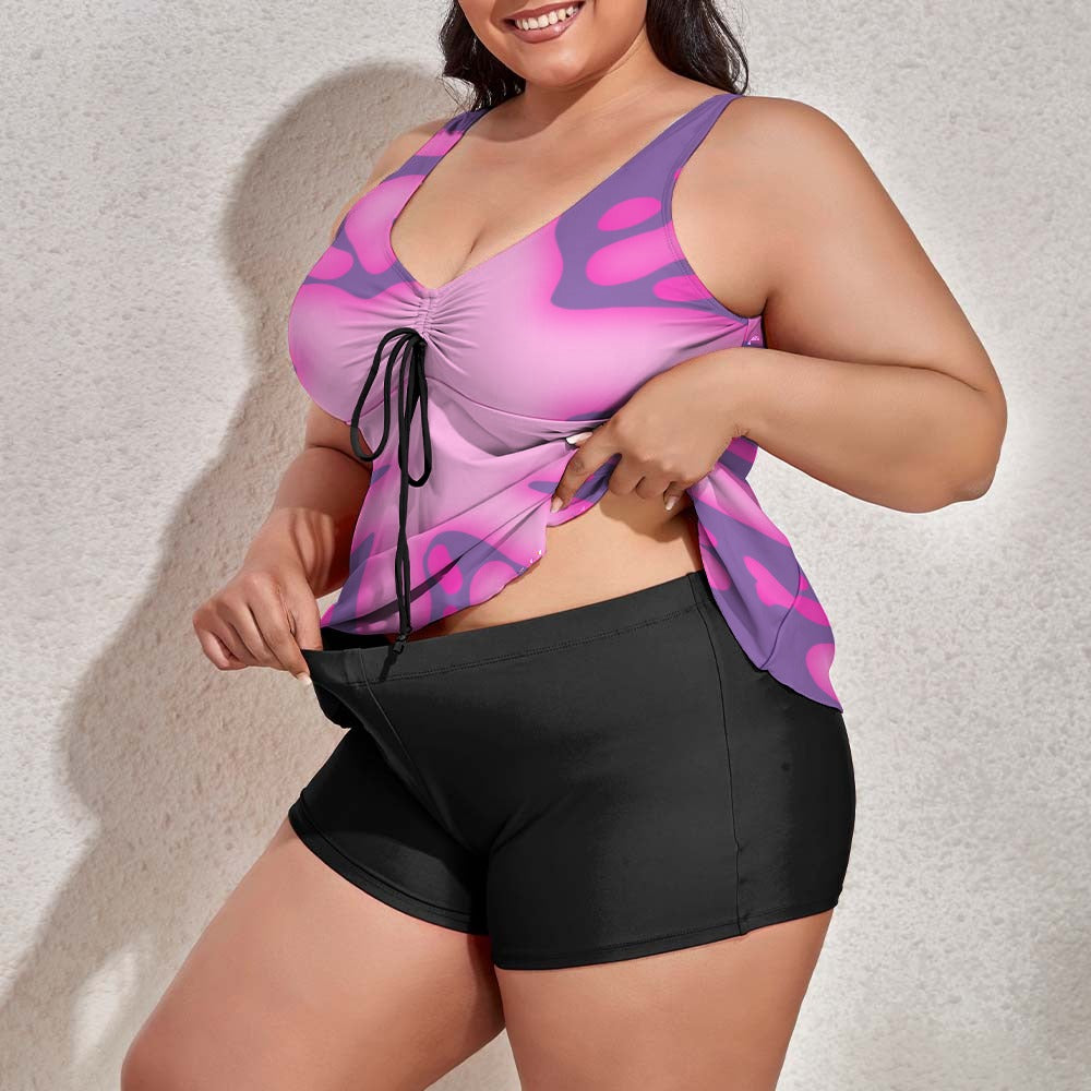 Plus Size Pink Splat Women's split swimsuit