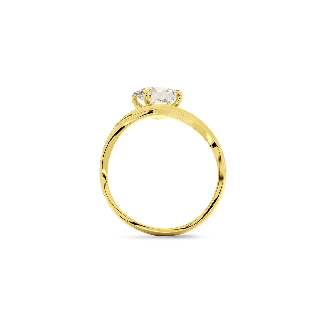Oval  Luna Curve Ring in Yellow Gold