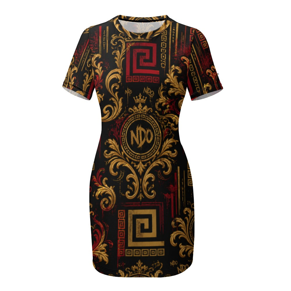 NDO White Crew Neck Short Sleeve Dress