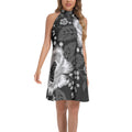Tie Back Halter Neck Flared Dress