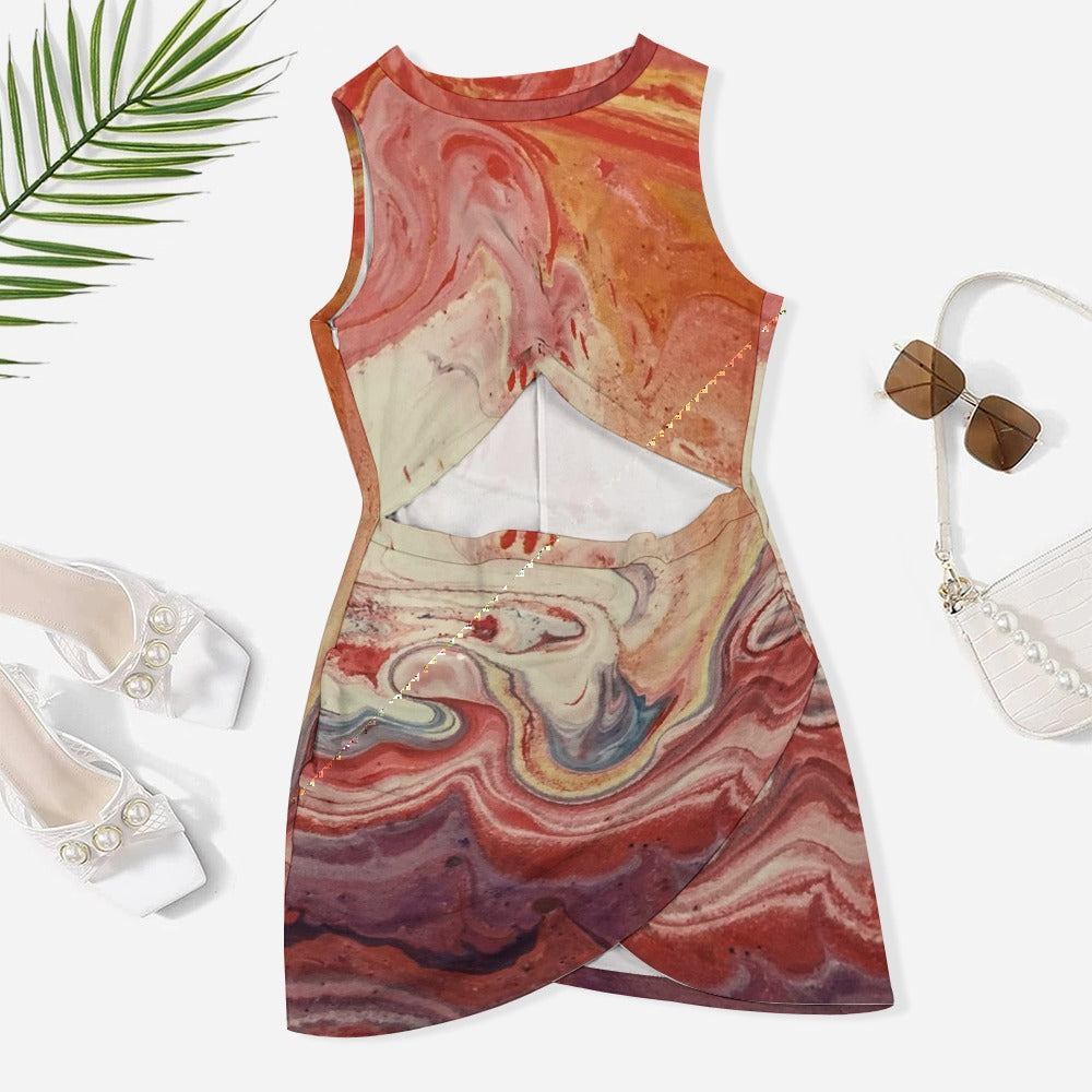 NDO Designs Geometric Navel-Baring Cross-Fit Hip Skirt