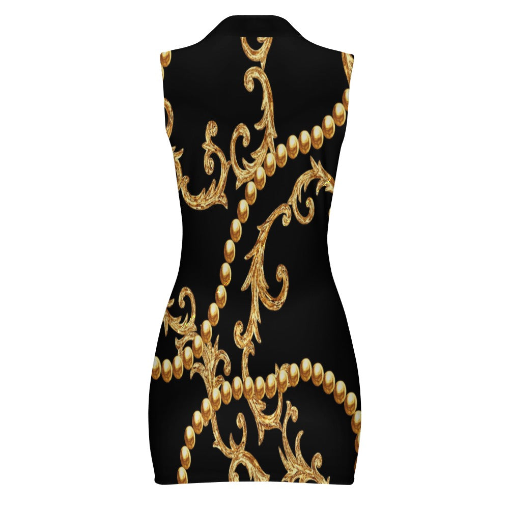 Women's Short Sleeve Dress with Short Zipper