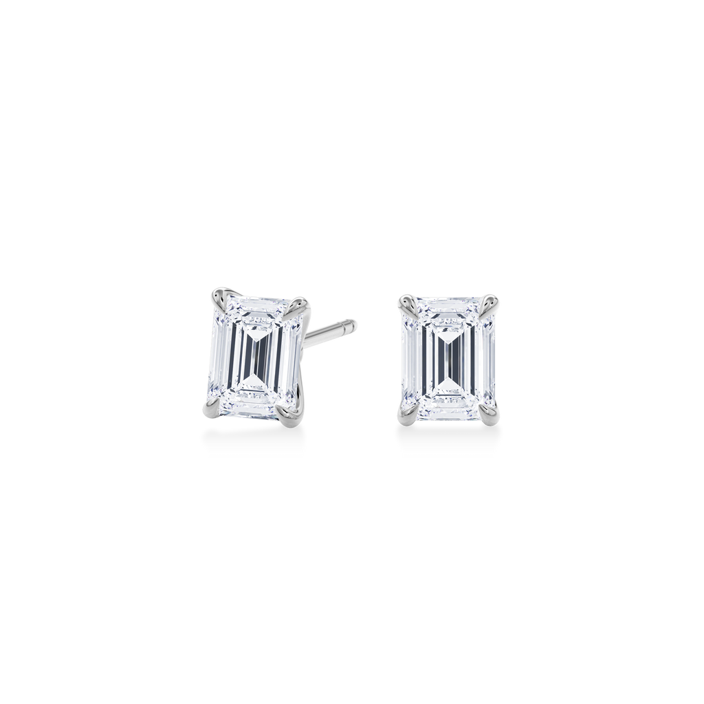 Dia Emerald LGD Classic Stud Earring in 14K White Gold