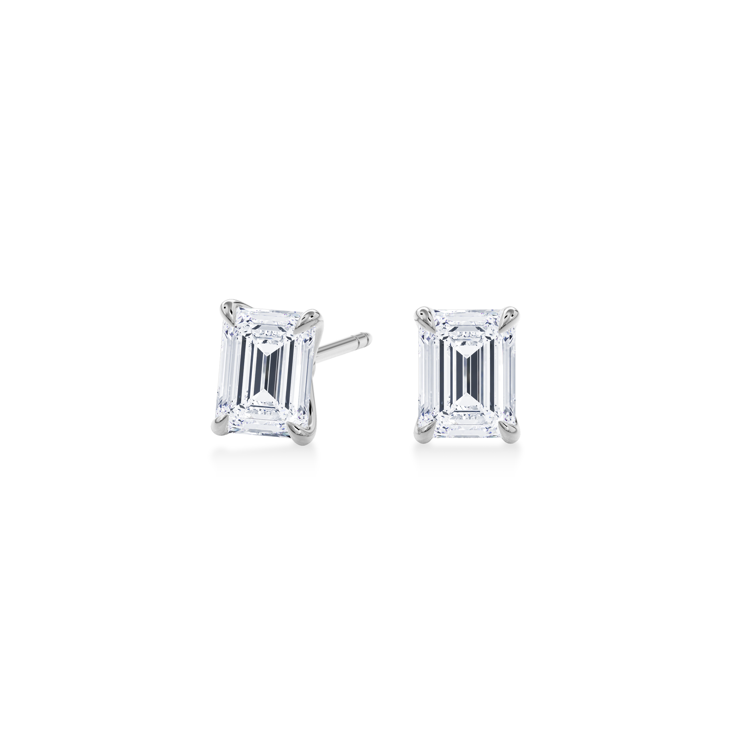 Dia Emerald LGD Classic Stud Earring in 14K White Gold