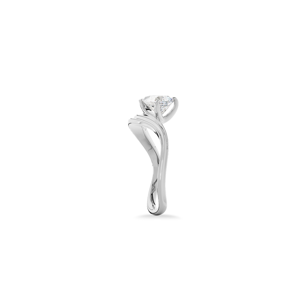 Pear  Luna Curve Ring in White Gold