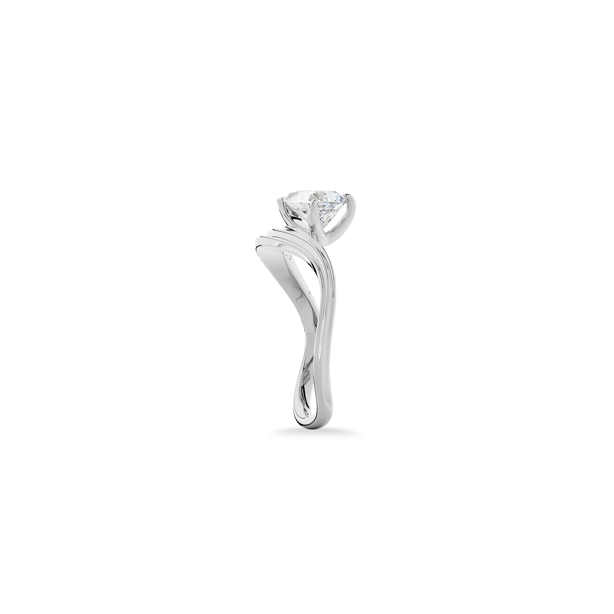 Pear  Luna Curve Ring in White Gold