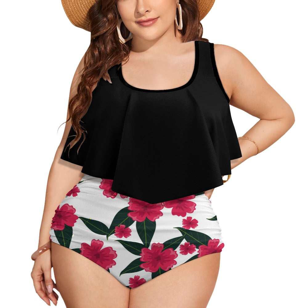 NDO-Plus Size Large Flower Bottom Bikini Swimsuit