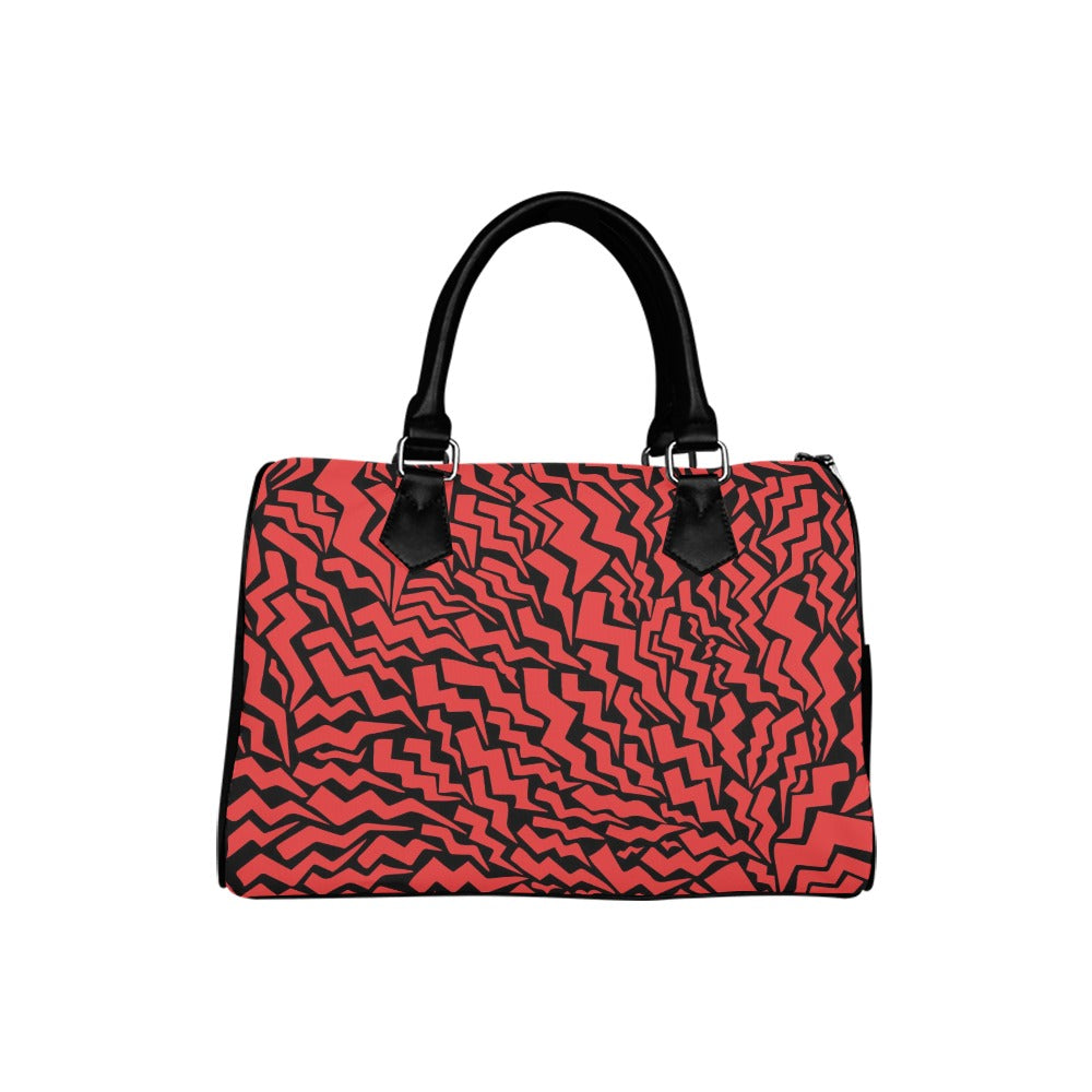 NDO Designs Red and Black Designer Barrel  Handbag