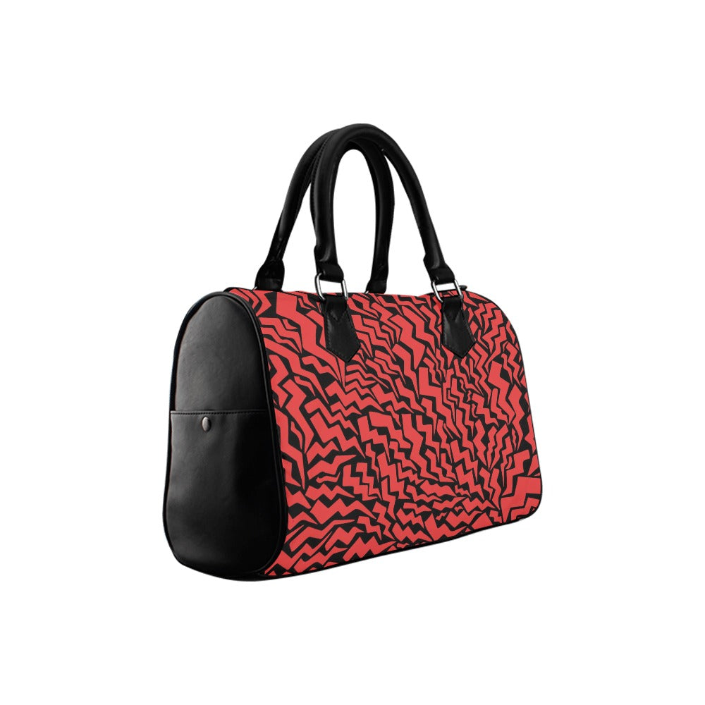 NDO Designs Red and Black Designer Barrel  Handbag