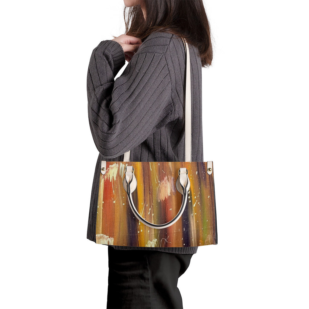 NDO Painting Inspired Luxury Women PU Tote Bag - White