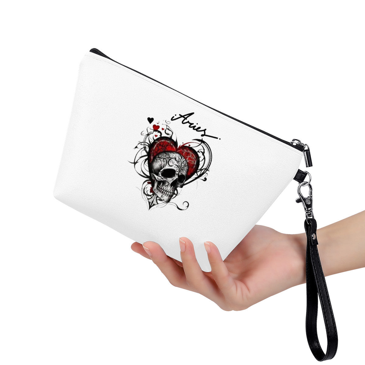 Aries Skull Rose Sling Cosmetic Bag