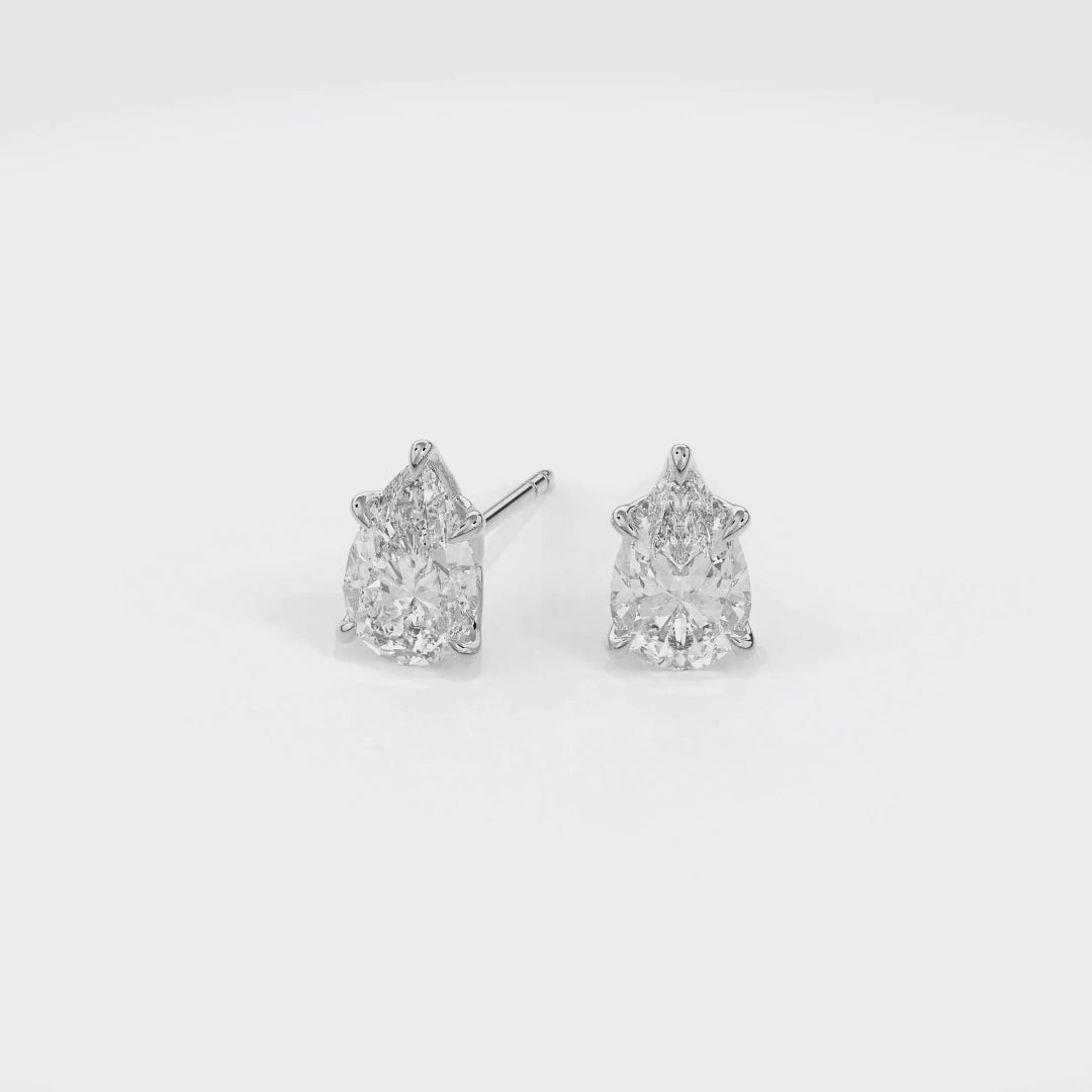 Dia Solitaire Single Stud Earring Pear•White Gold