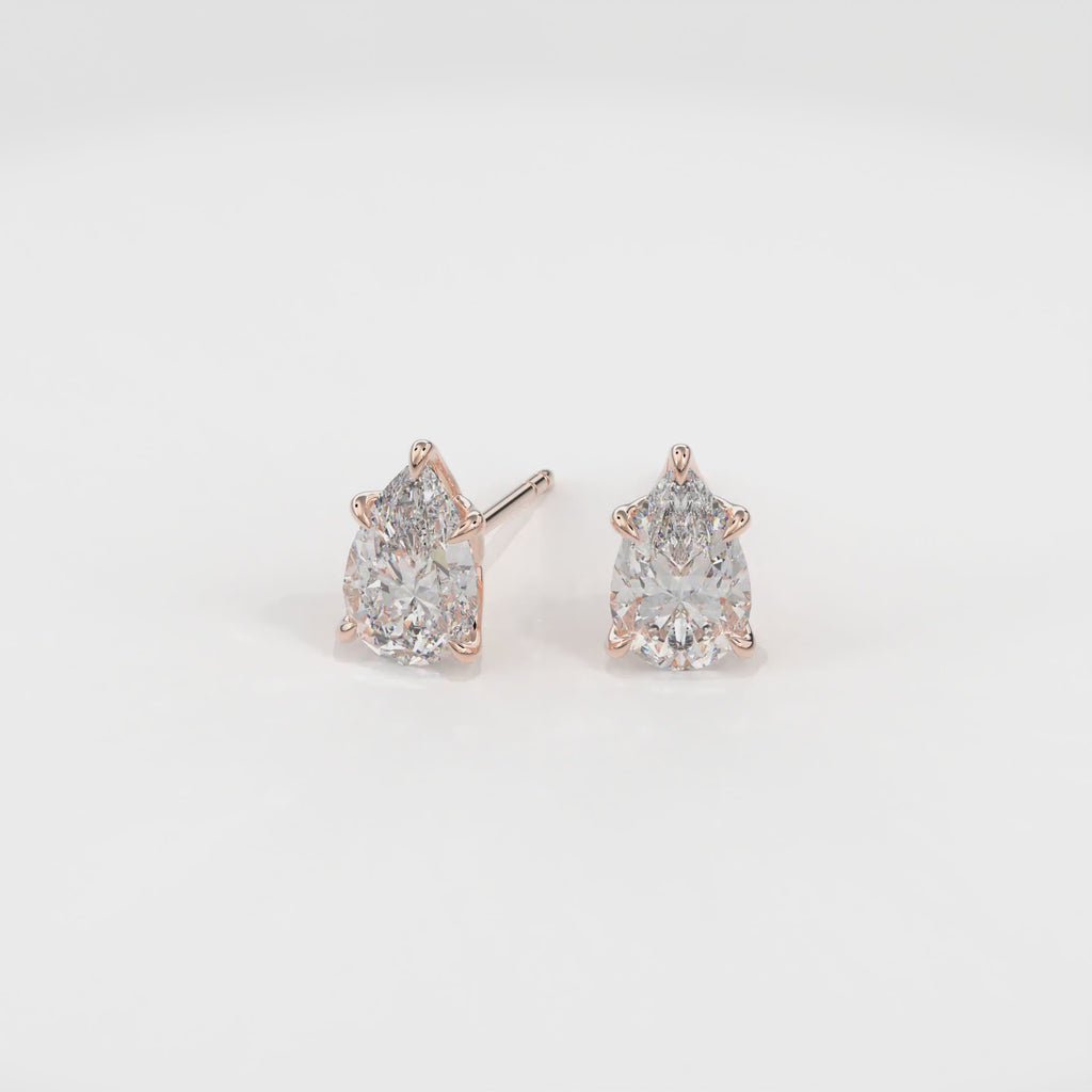Dia Solitaire Single Stud Earring Pear•Rose Gold