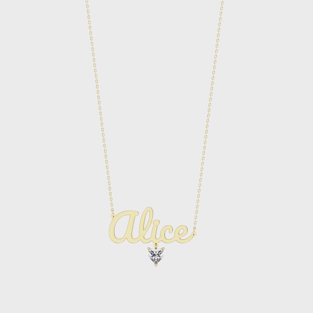 Customize this 18k Gold Plated Heart Birthstone Name Necklace SN001G