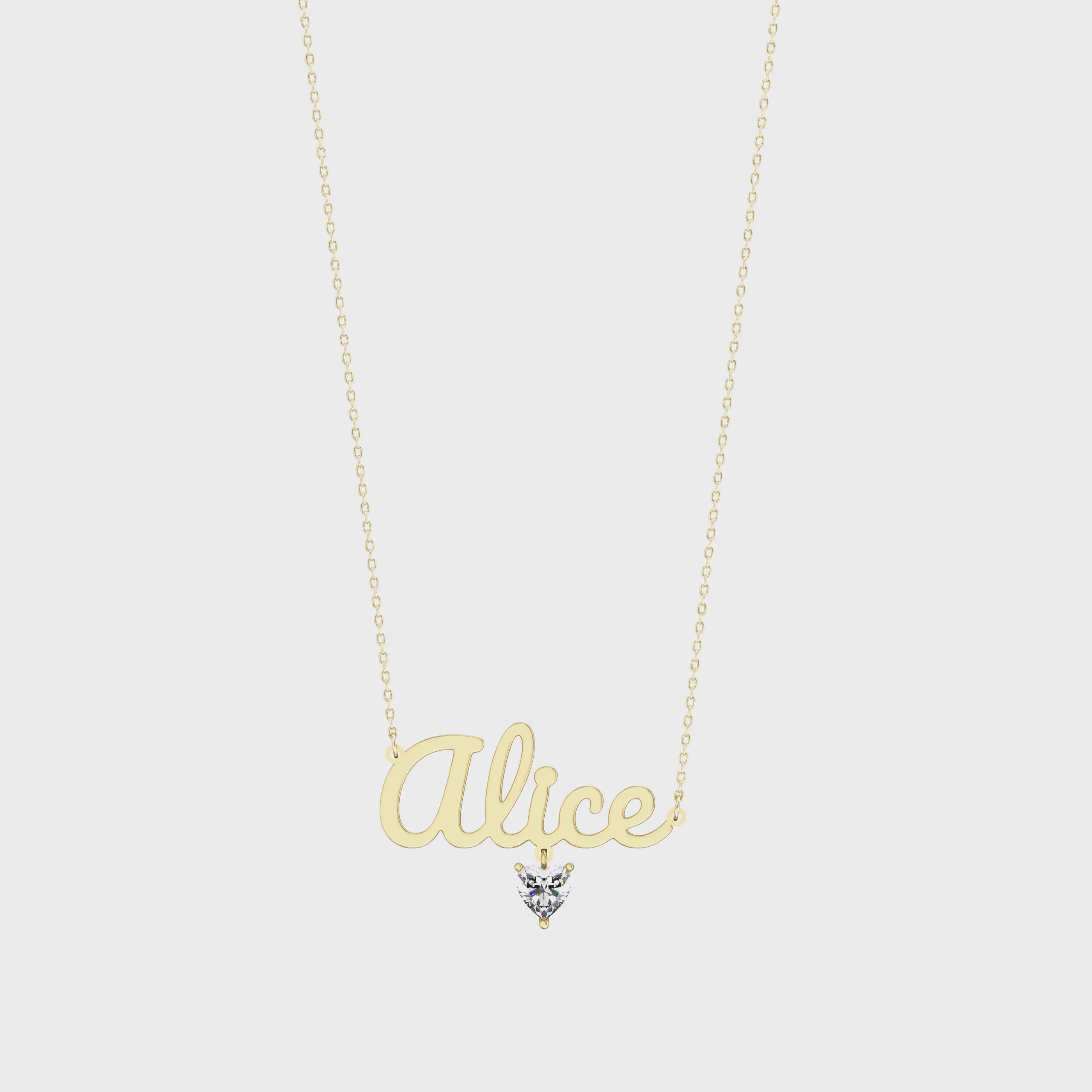 Customize this 18k Gold Plated Heart Birthstone Name Necklace SN001G