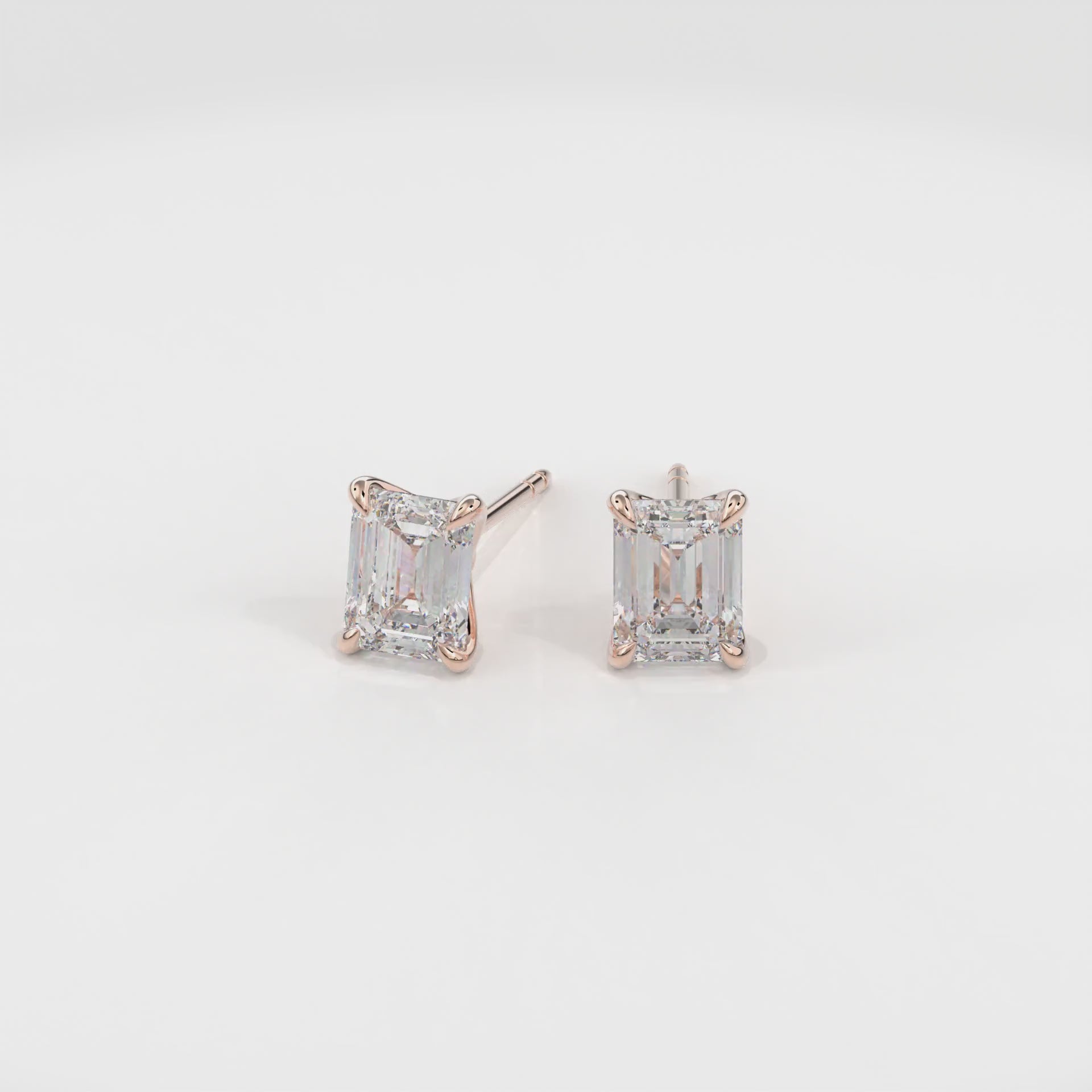 Dia Solitaire Single Stud Earring Emerald•Rose Gold