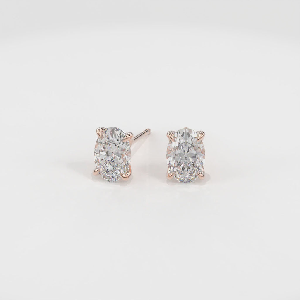 Dia Oval LGD Classic Stud Earring in 14K Rose Gold
