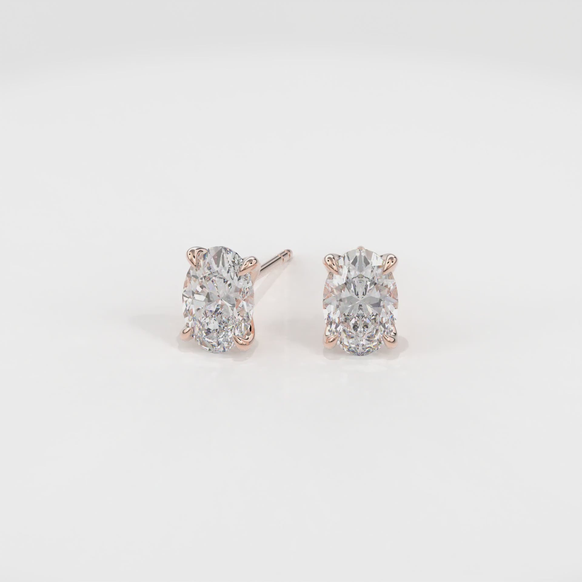 Dia Oval LGD Classic Stud Earring in 14K Rose Gold